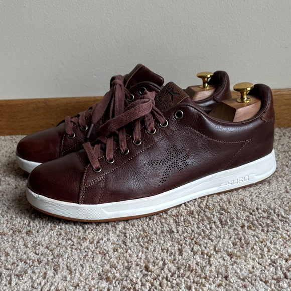 Kuru Men’s Roam Brown Leather Classic Court Sneakers Plantar Fasciitis 10 D